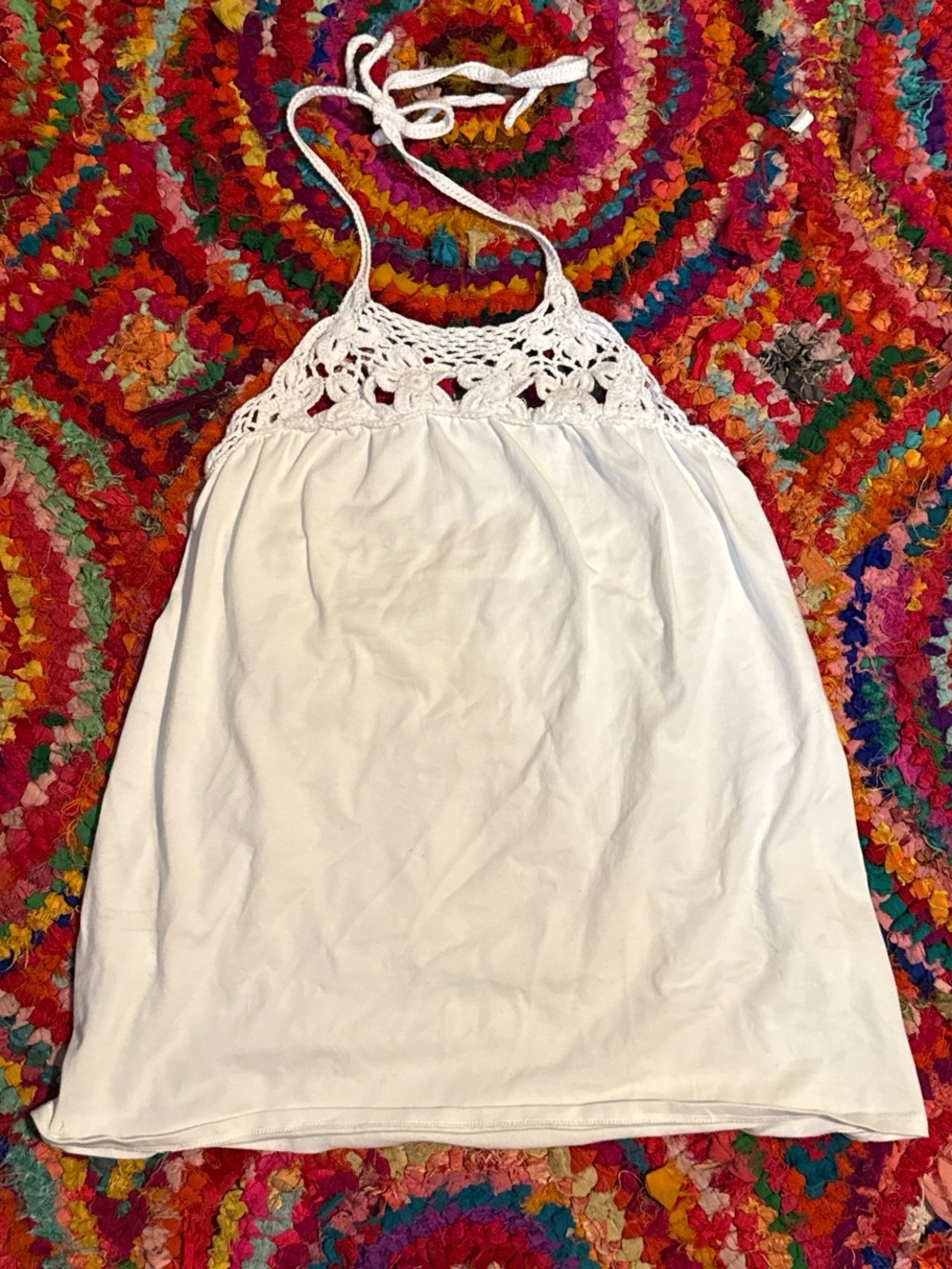 Victoria's Secret White Crochet Halter Tank